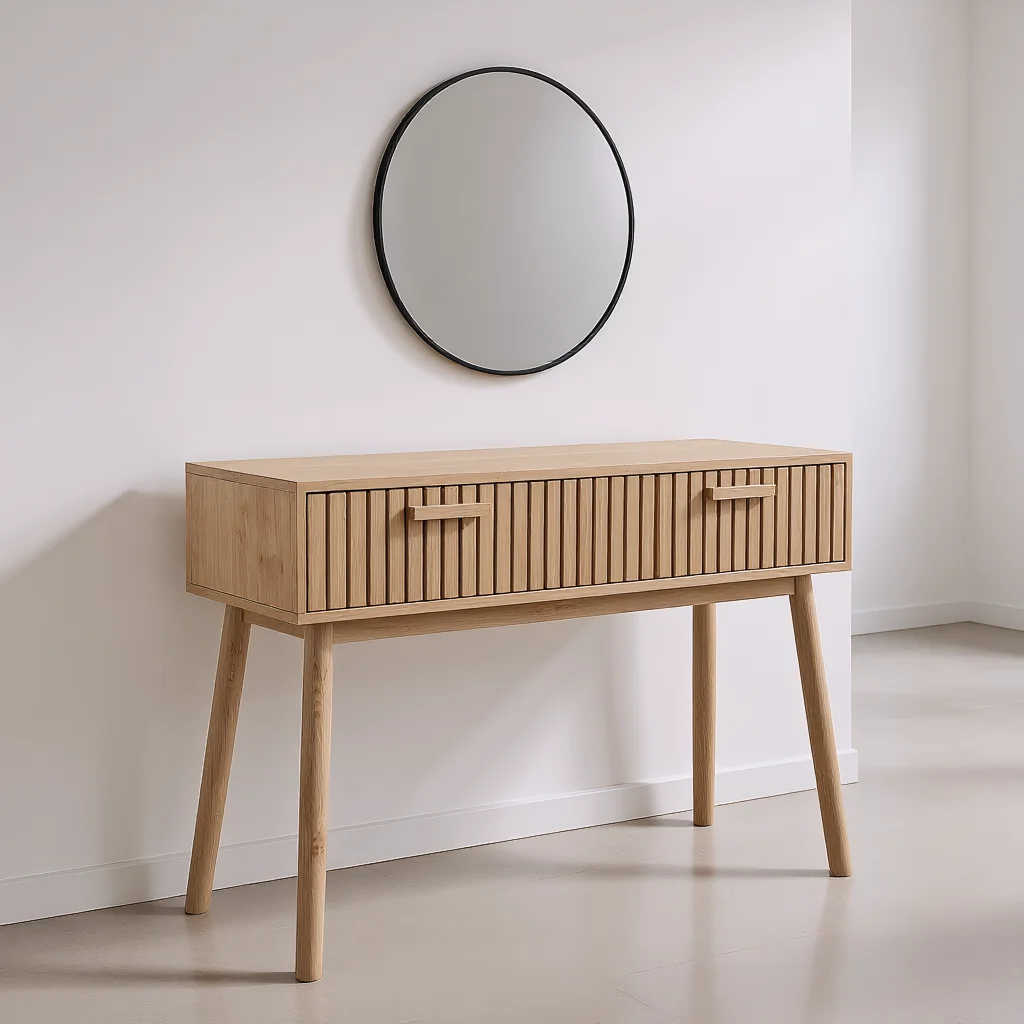 Mesa Consola Comanlai con 2 Cajones de Almacenamiento, Mesa Estrecha Moderna de Madera, Mueble de Almacenamiento para Sala de Estar, Entrada, Pasillo
