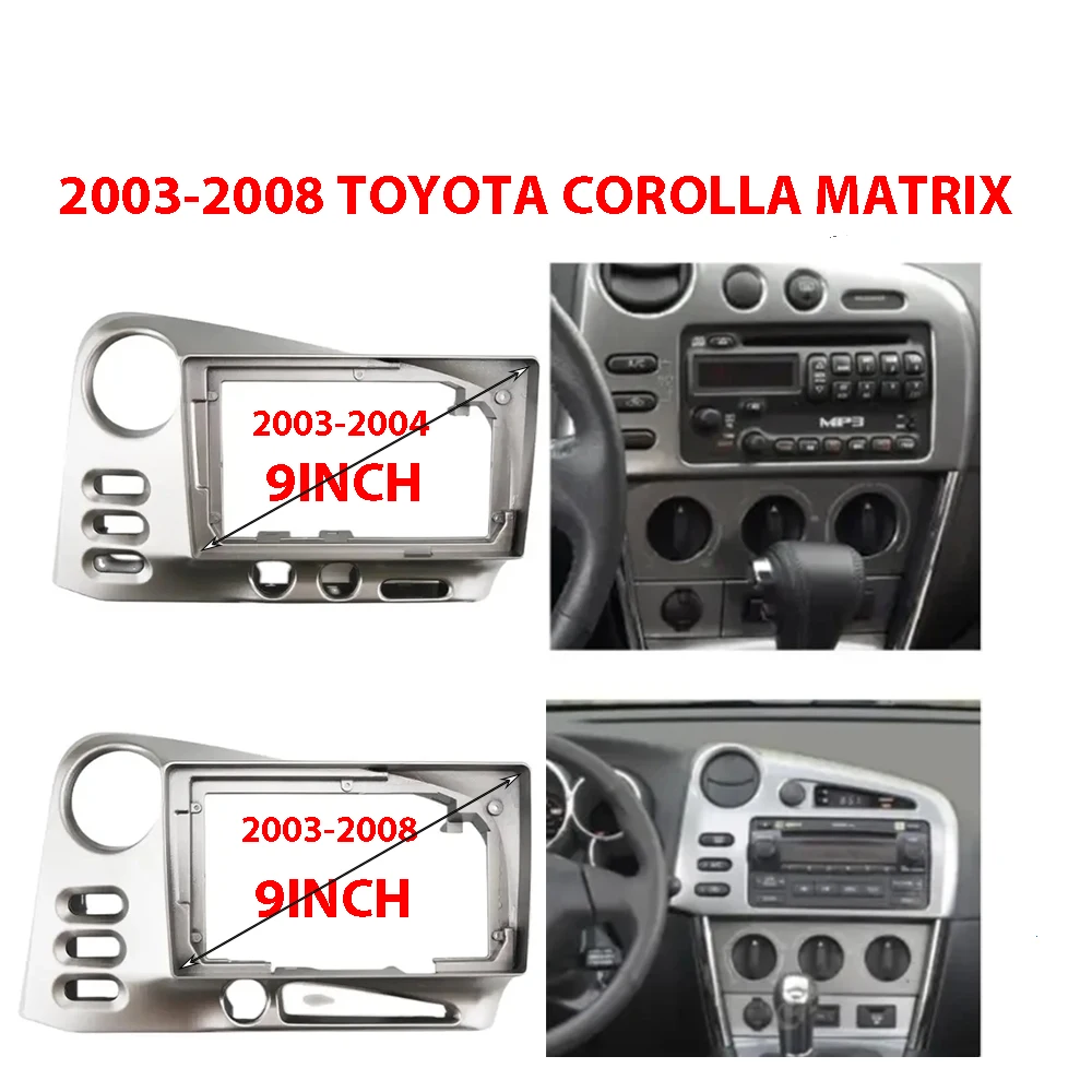 9 Cal rama samochodu Adapter do radia z systemem Android zestaw paneli dopasowujący do Toyota Matrix 2 E140 Pontiac Vibe