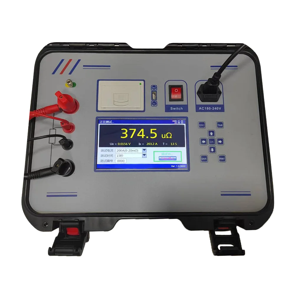 

Micro-Ohmmeter 200A Transformer Switch Circuit Breaker Test Meter Machine Loop Resistance Tester Contact Resistance Tester