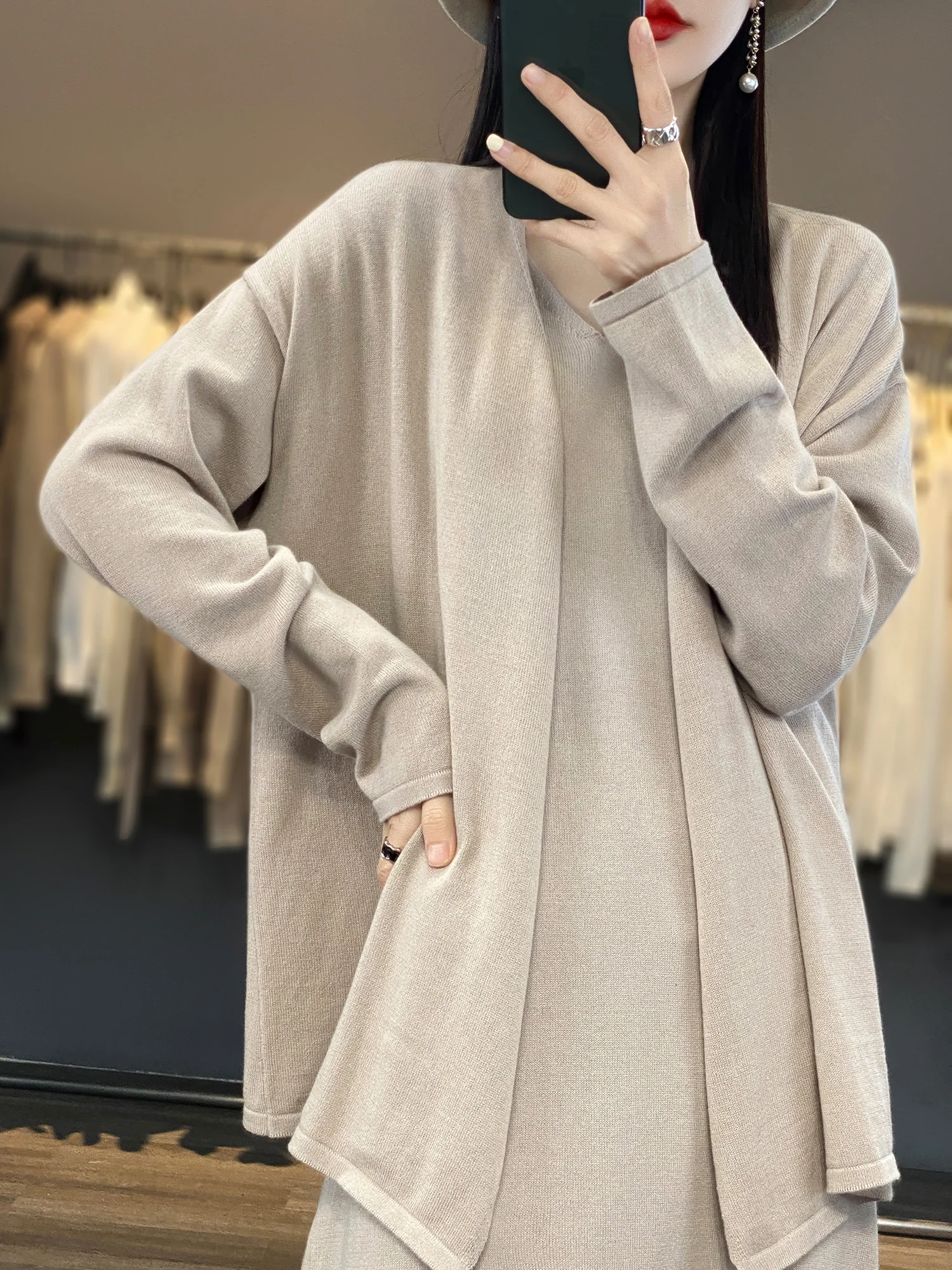 Spring 100% Cotton Knitted Sweater Women Loose Comfortable Cardigan College Casual Long Knitwear Korean Simple Jacket Clothing