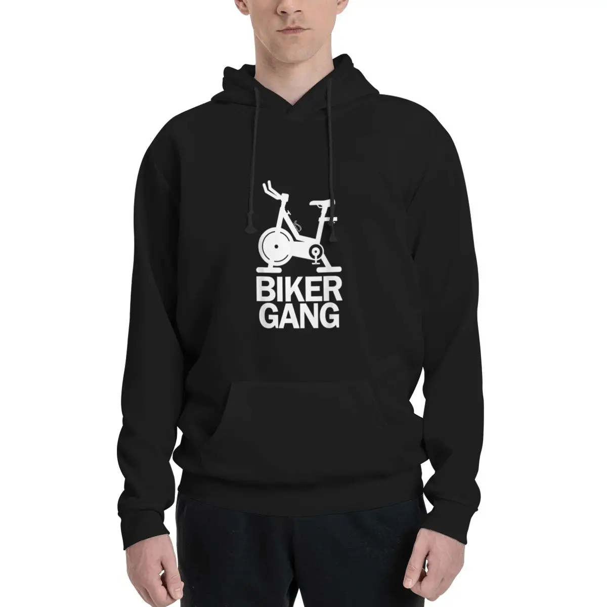Moletom com Capuz Masculino Casual Estilo Biker com Frase Engraçada para Aula de Spinning e Treino na Academia - Biker Gang