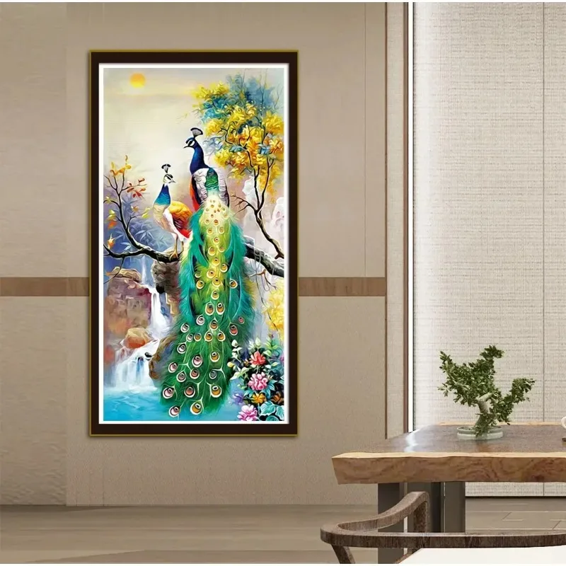 

Великолепный набор для вышивки крестом в виде павлина, сделай сам, ручная вышивка, украшение, живопись, простое рукоделие, вертикальный пейзажный узор