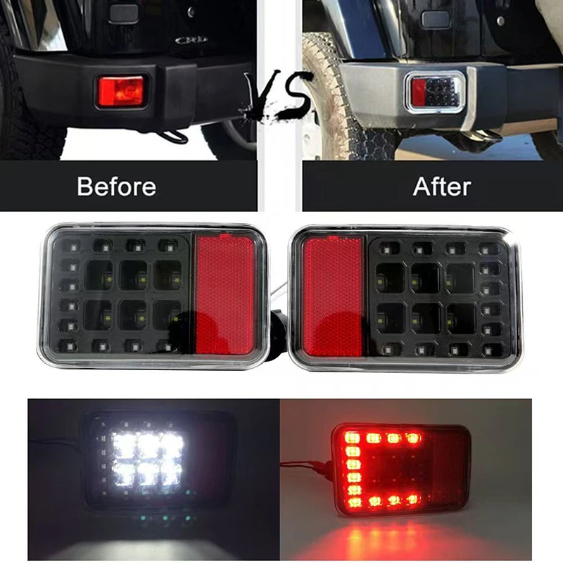 

Lantsun J147 Rear Bumper Light ABS Signal Lamp Cube Tail Light for Jeep for Wrangler JK07-17, 1-Pair