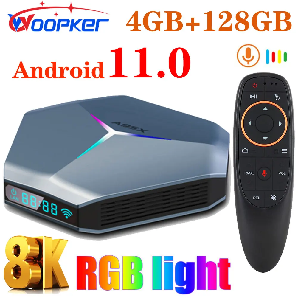 

WOOPKER A95X F4 RGB Smart TV Box Android 11 Amlogic S905X4 4G 32G 64GB Wifi BT Media Player TV BOX A95X F4 4G 128G Set Top Box