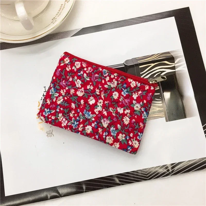 Women's Cotton Floral Pattern Coin Purse Female Cloth Wallet Small Money Pouch Card Bag Ladies Little Handbag Bolsa for Girls