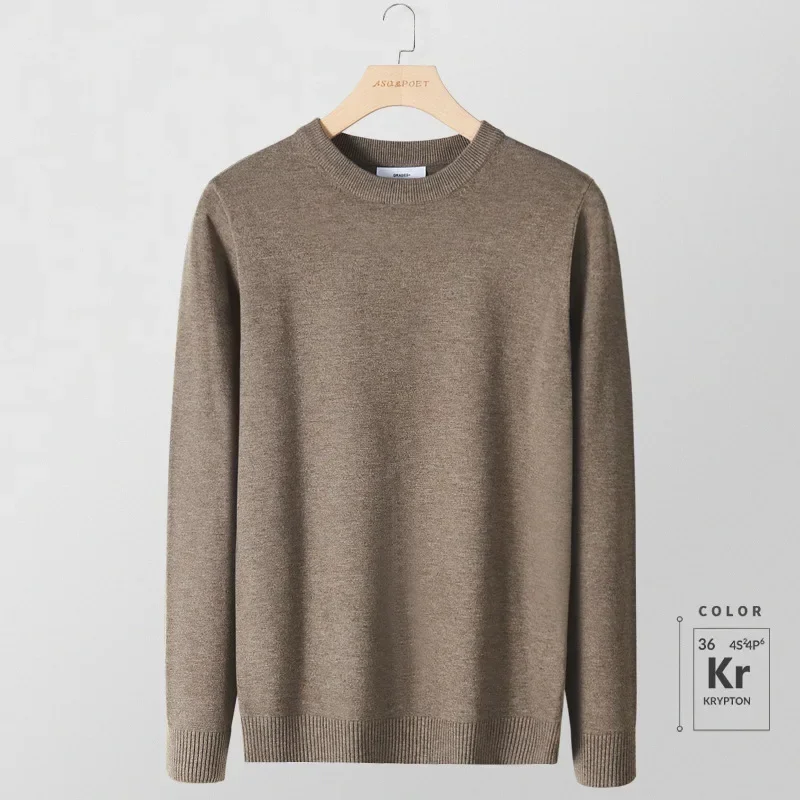 

MRMT 2024 Brand New Men's Sweater Round Neck Outer Wear Basement Men's Casual Business Slim Suit Inner Long Sleeve Knit Top