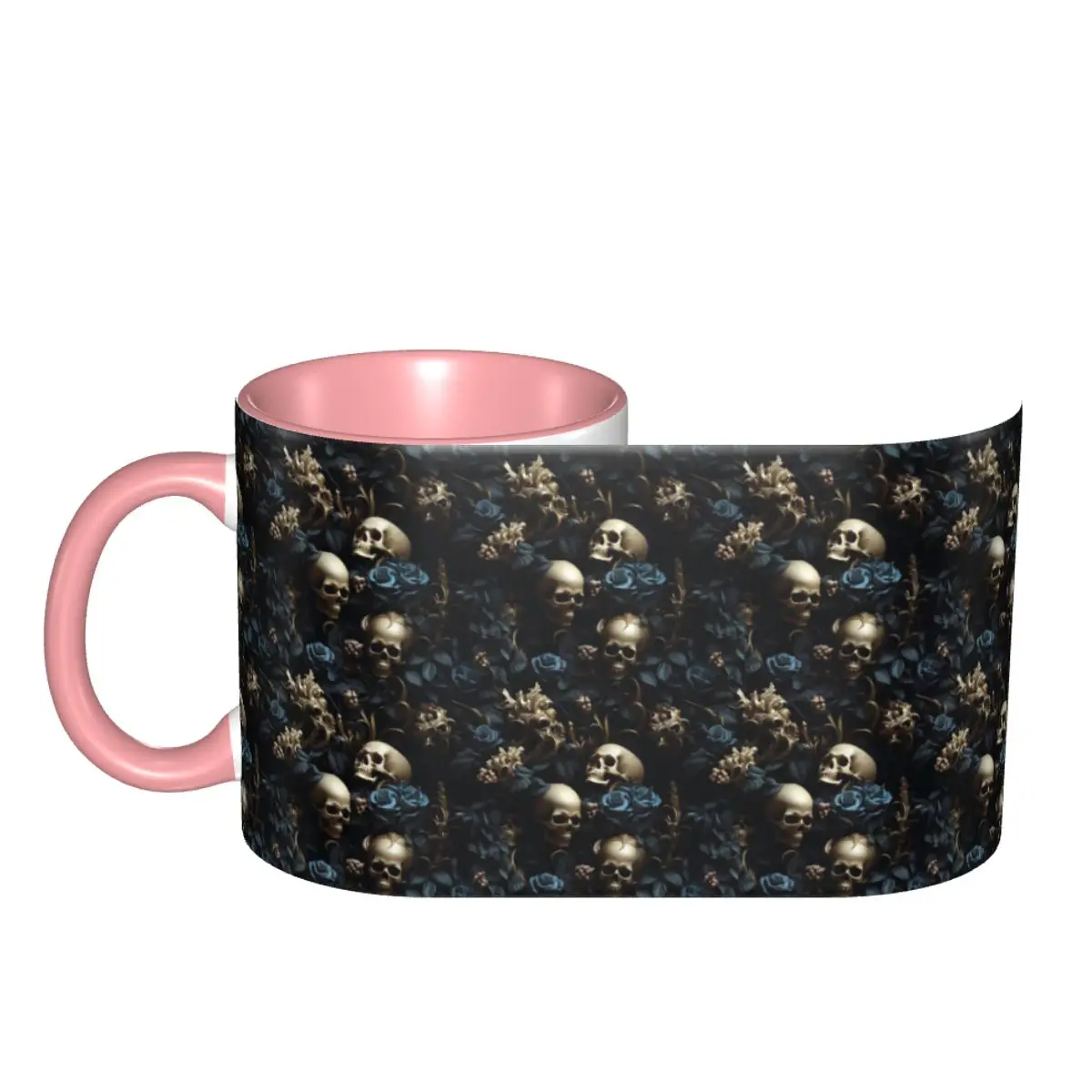 Horror Gothic Skeleton Death Skull Mug Funny Ceramic Coffee Cups Tea Mugs Milk Cup Drinkware Gifts for Friends DIY Custom