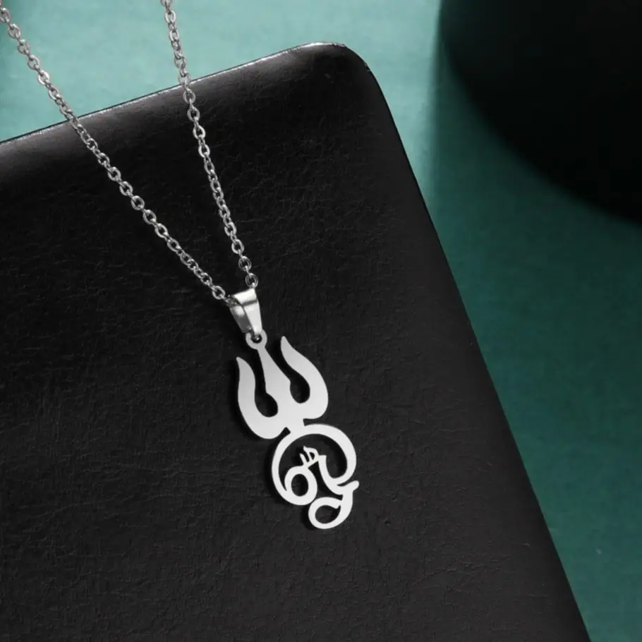 Jewelry Minimalist Indian Tamil OM Symbol Pendant Necklace Gold Plated Indian Culture Jewelry Gift For Her Mom Sister Wife