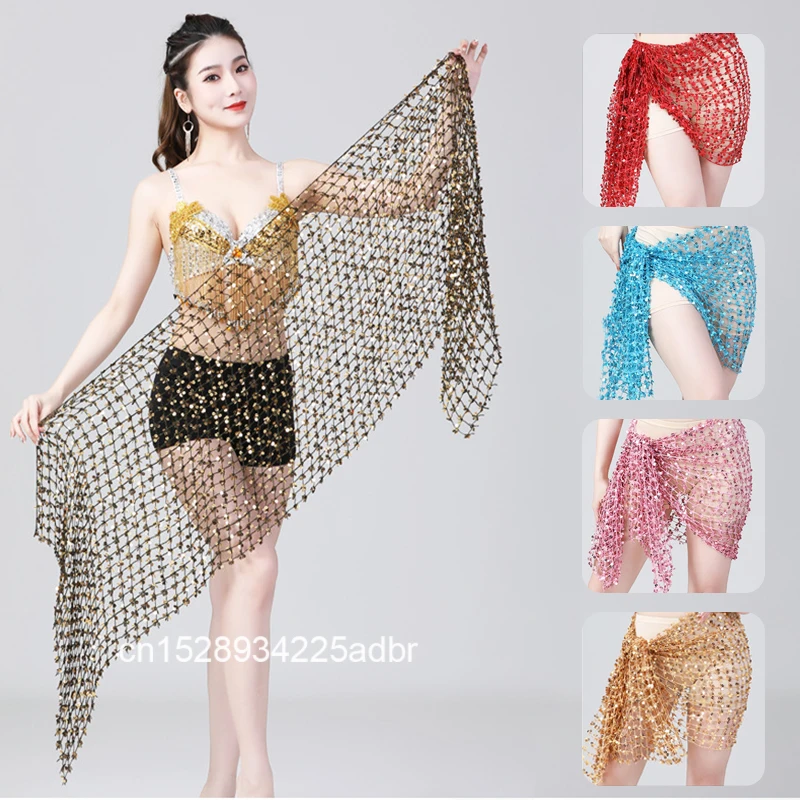 Holle Buikdans Hippe Sjaal Wemen Sjaal Dans Pailletten Arabisch Latin Hippe Sjaal Sexy Buikdans Riem Wikkelrok 12 Kleuren Nieuwe