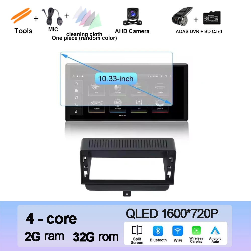 Draadloze CarPlay Voor Audi A1 2012-2018 Autoradio Multimedia Navigatie GPS Android 15 WIFI 4G LTE QLED touchscreen DSP Stereo