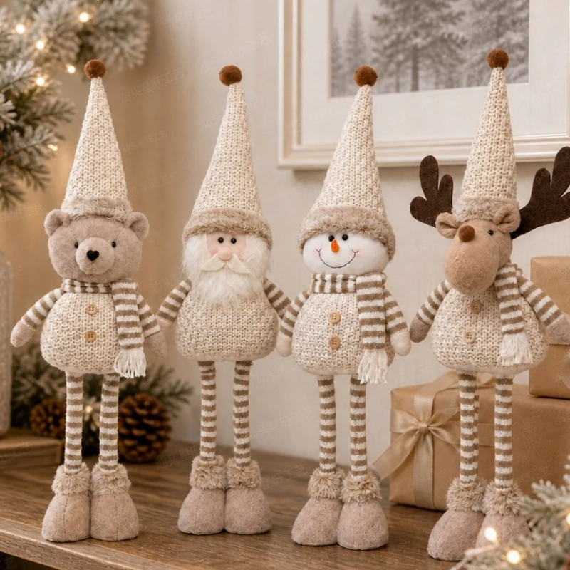 Weihnachtsfigur für den Innenbereich mit langen gestreiften Beinen, weich aussehender Oberfläche und gemusterter Form für die – Detail 1