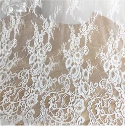 White Soft Eyelashes Lace Fabric, Wedding Dress, Big Flowers, Decoration Accessories