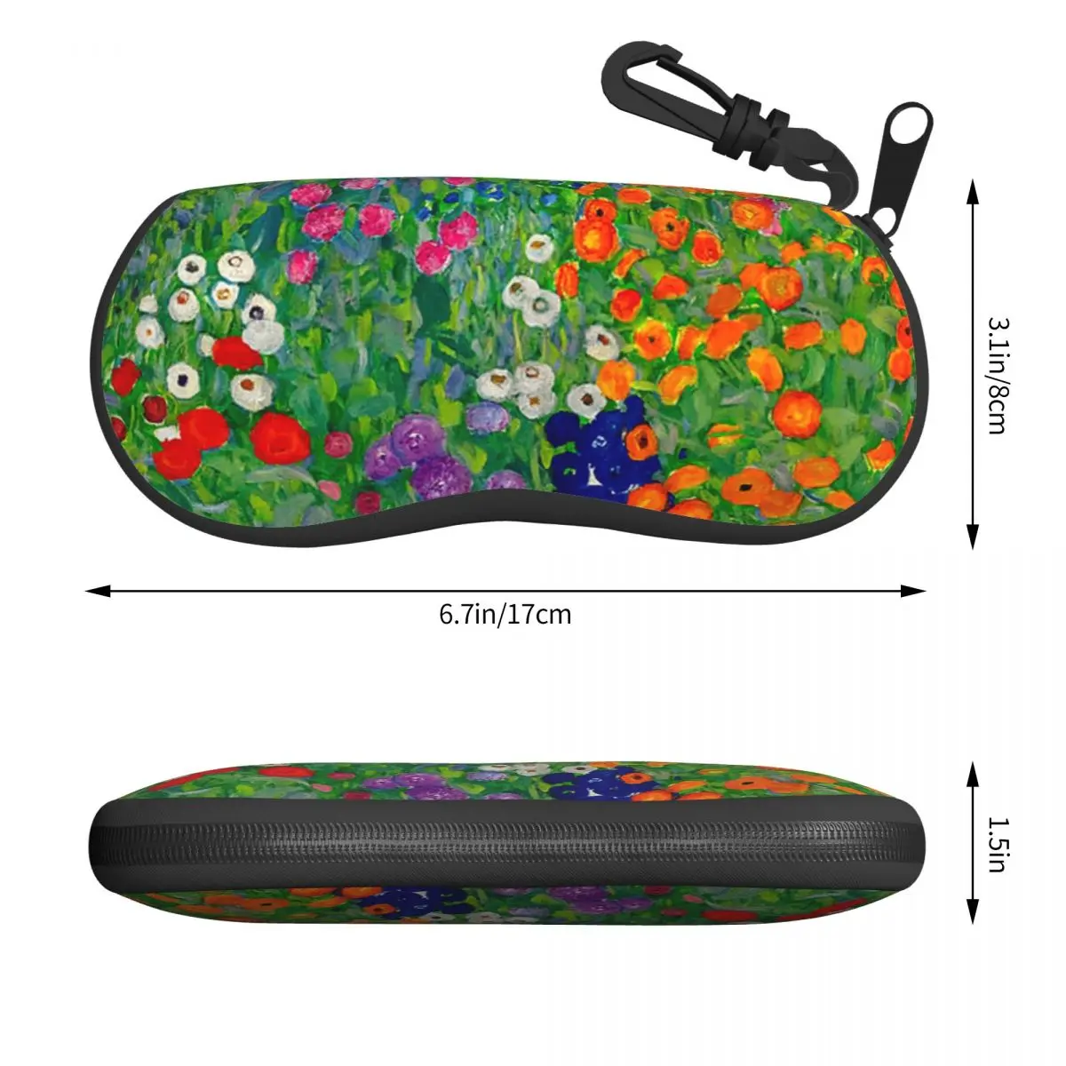 Gustav Klimt Horizontal Glasses Case Cottage Garden Print Cute Travel Sunglasses Pouch Male Female Zip Eyewear Box