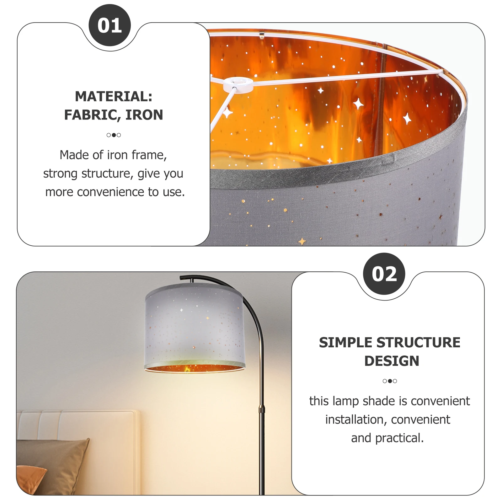 

Semi Circular Sky Lampshade Combed TC Cloth Small Light Shade Universal Cover Daily Use Household Lighting Cloth Simple