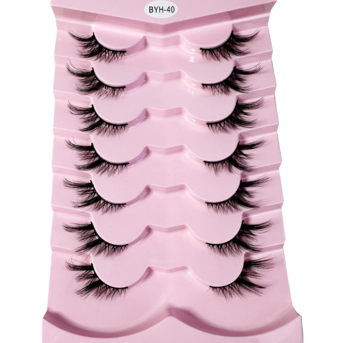 7 ペアハーフ偽まつげソフトナチュラルルックキャットアイまつげうっすらと交差したふわふわまつげ