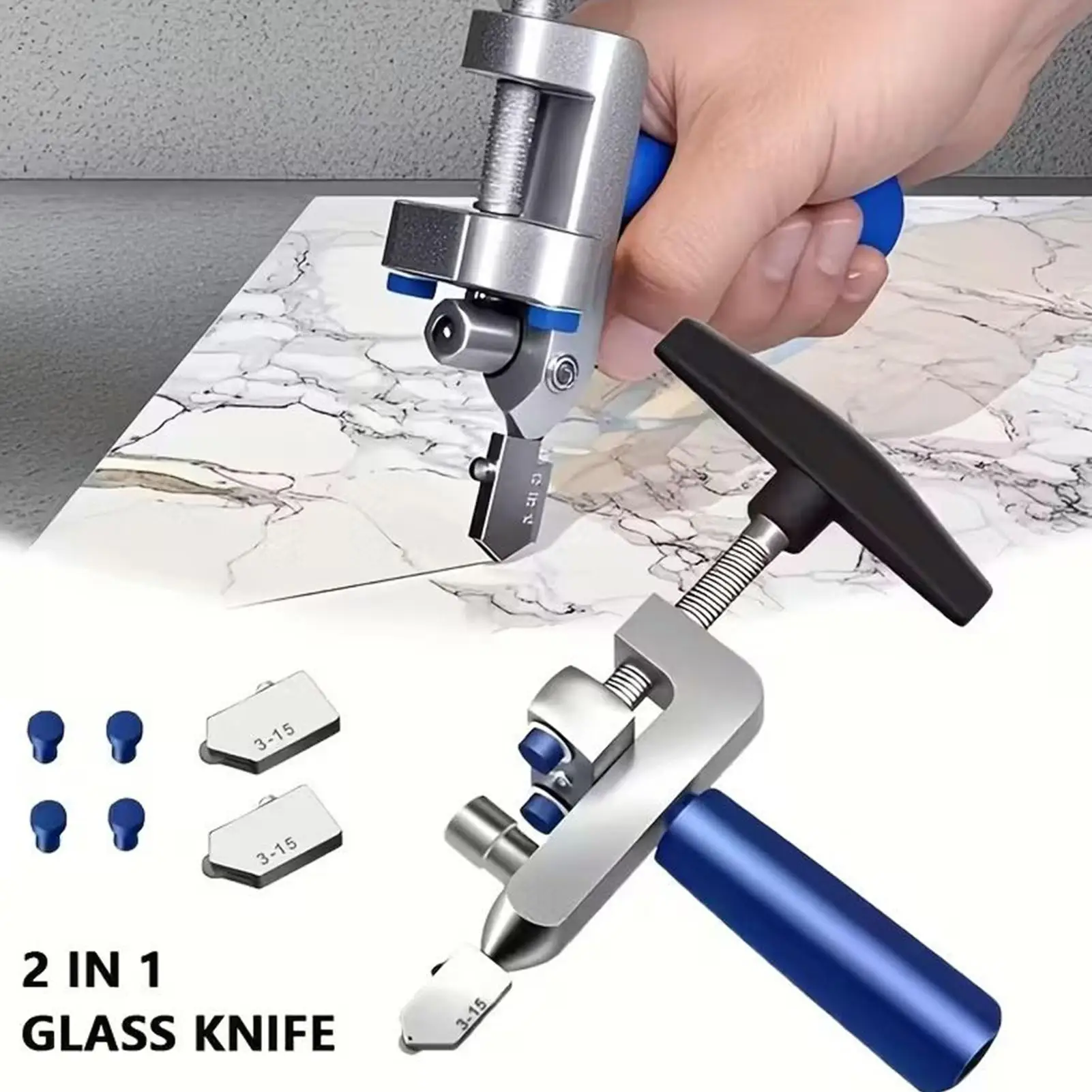 

2-in-1 Heavy-Duty Glass And Tile Cutter for Precise Cutting of Marble Granite Tiles DIY Friendly Assembly Adjustable Settings