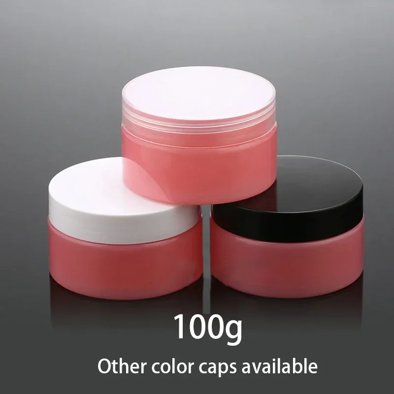 100g Pink Plastic Jar Empty Cosmetic Cream Container 100ml Honey Gel Lotion Candy Spice Travel Refillable Storage Bottles