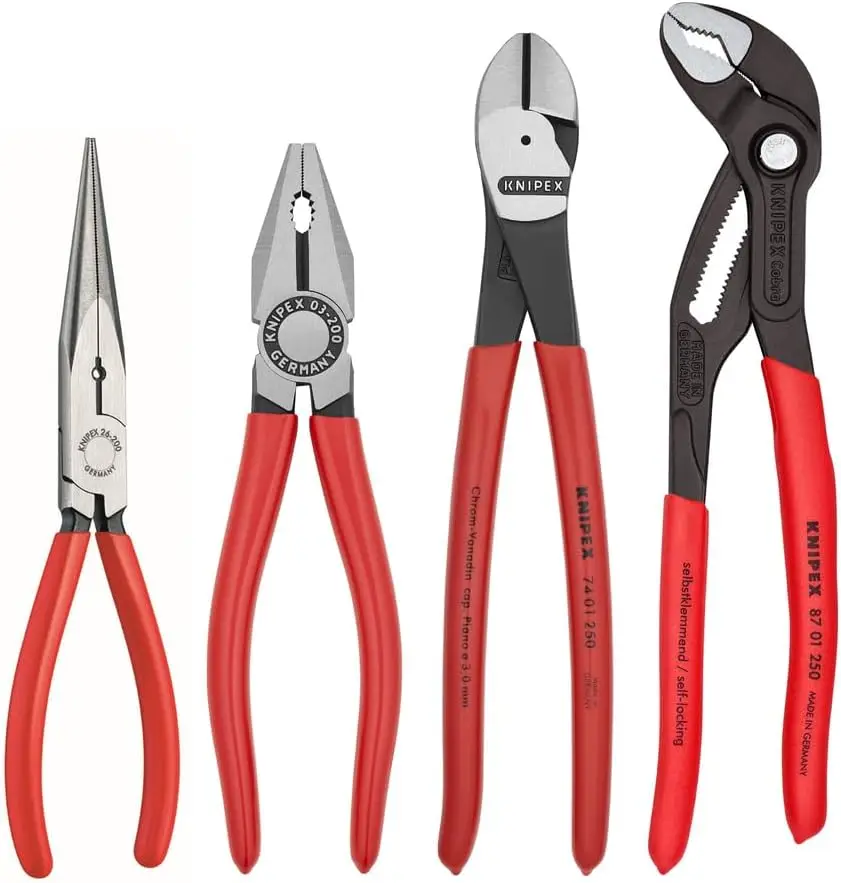 

4-Piece Cobra Combination Cutter and Needle Nose Pliers Set for Tough Use