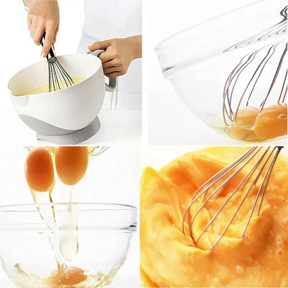 Coffee Milk Mixer Whisk Stainless Steel Egg Stirring Egg Beater Handle Mixer Kitchen Cooking Tools