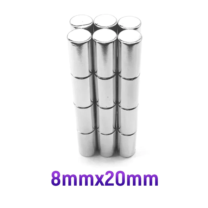 5/10/50PCS 8x20mm Neodymium Magnet N35 Small Round Super Strong Power Disc Search Magnets for Craft Fridge DIY Magnetic 8*20mm