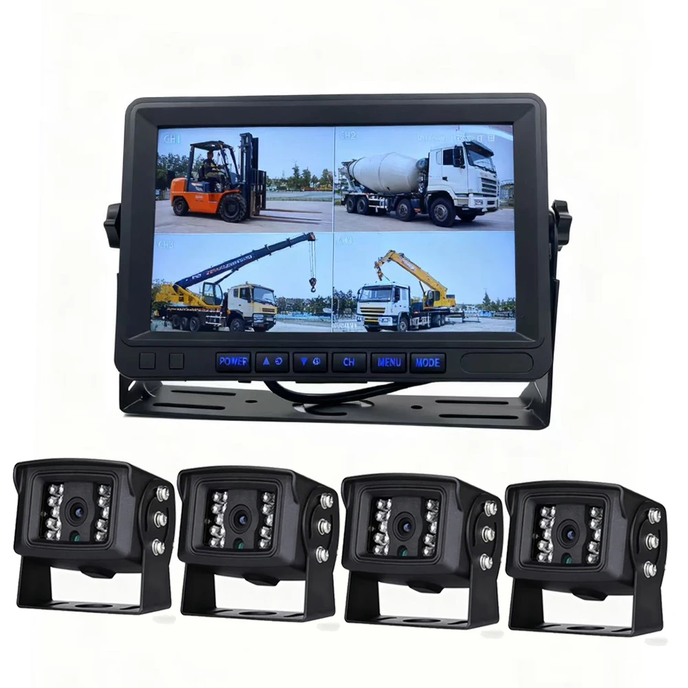 Full high definition 1080P AHD 4 channel truck DVR system reversing  18  night vision loop video waterproof