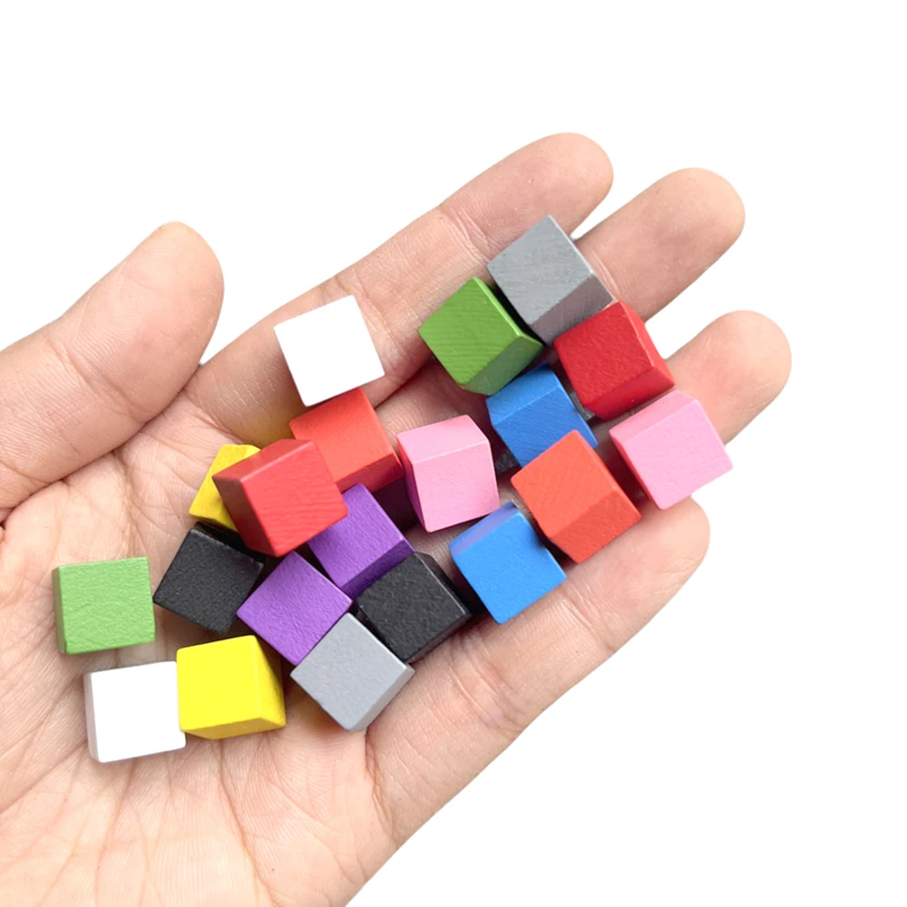 200Pcs/lots 10mm Wood Cubes Colorful Dice Chess Pieces Right Angle For Token Puzzle Board Games Early Education