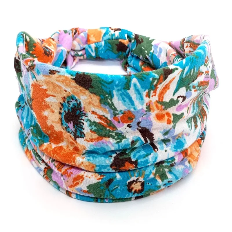 Bohemia Floral Wide Cotton Stretch Women Headband Headpiece Hair Accessories Turban Bandage Hair Bands Bandana Headwear