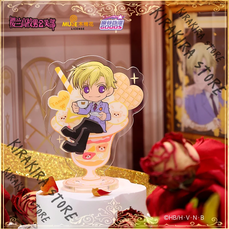 Club de presentador de la escuela secundaria Ouran 	 Suou Tamaki Ootori Kyouya Cosplay placa de pie adornos oficiales soporte acrílico genuino decoración de letrero