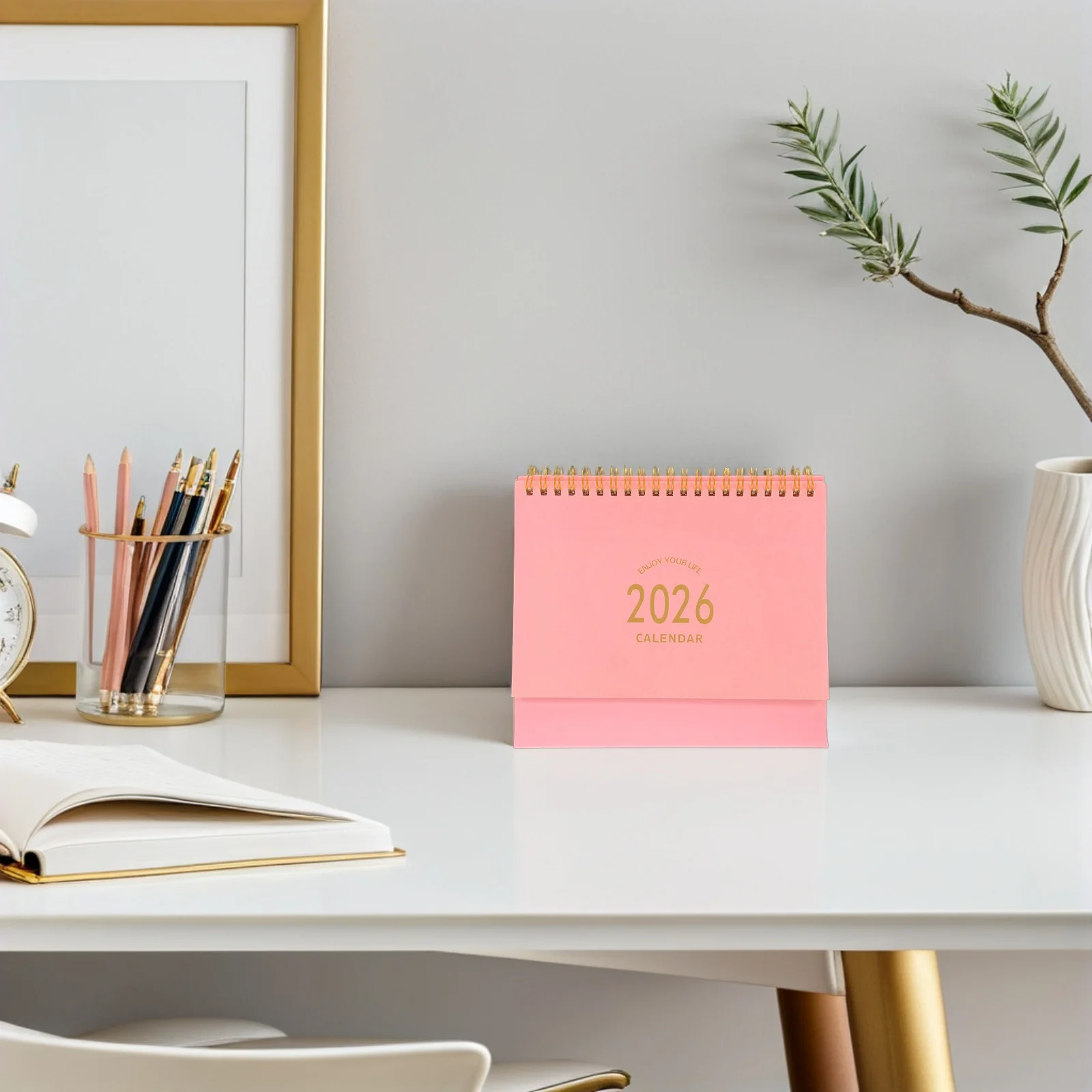 

Small Desktop Calendar 2025-2026 Foldable Stand Up Design Thick Offset Paper Planner for Office Home Wall Display Flip Desk