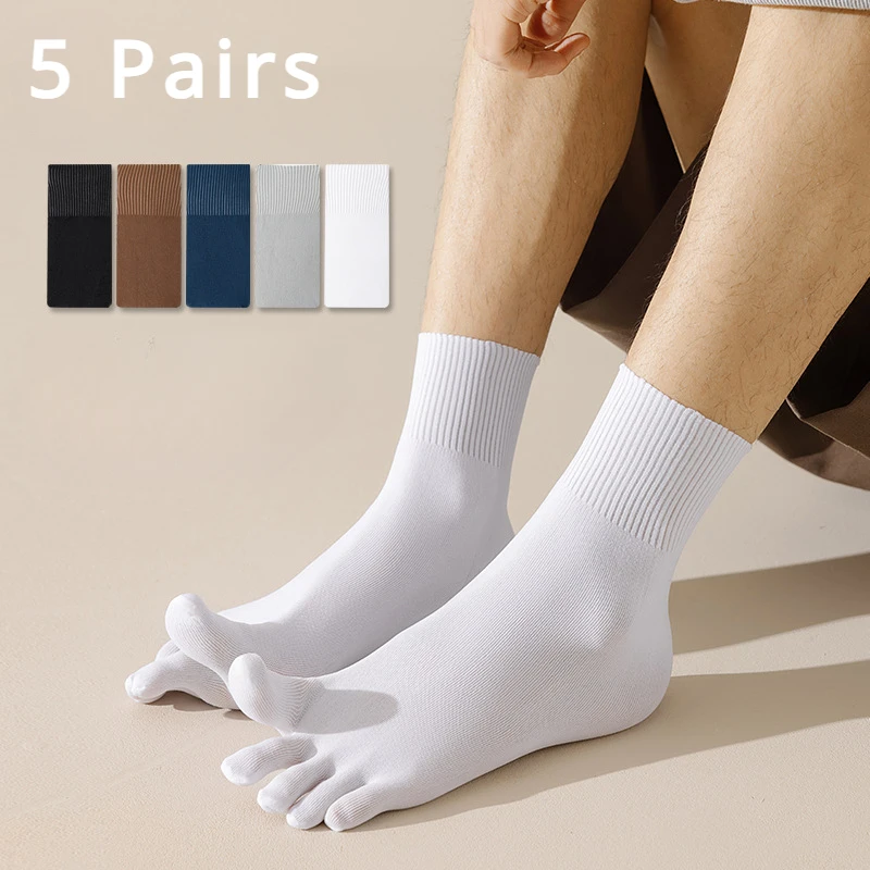 5 Pairs Velvet Five Finger Socks Men Thin Summer Toe Socks Middle Tube Sports Socks with Separate Fingers High Quality