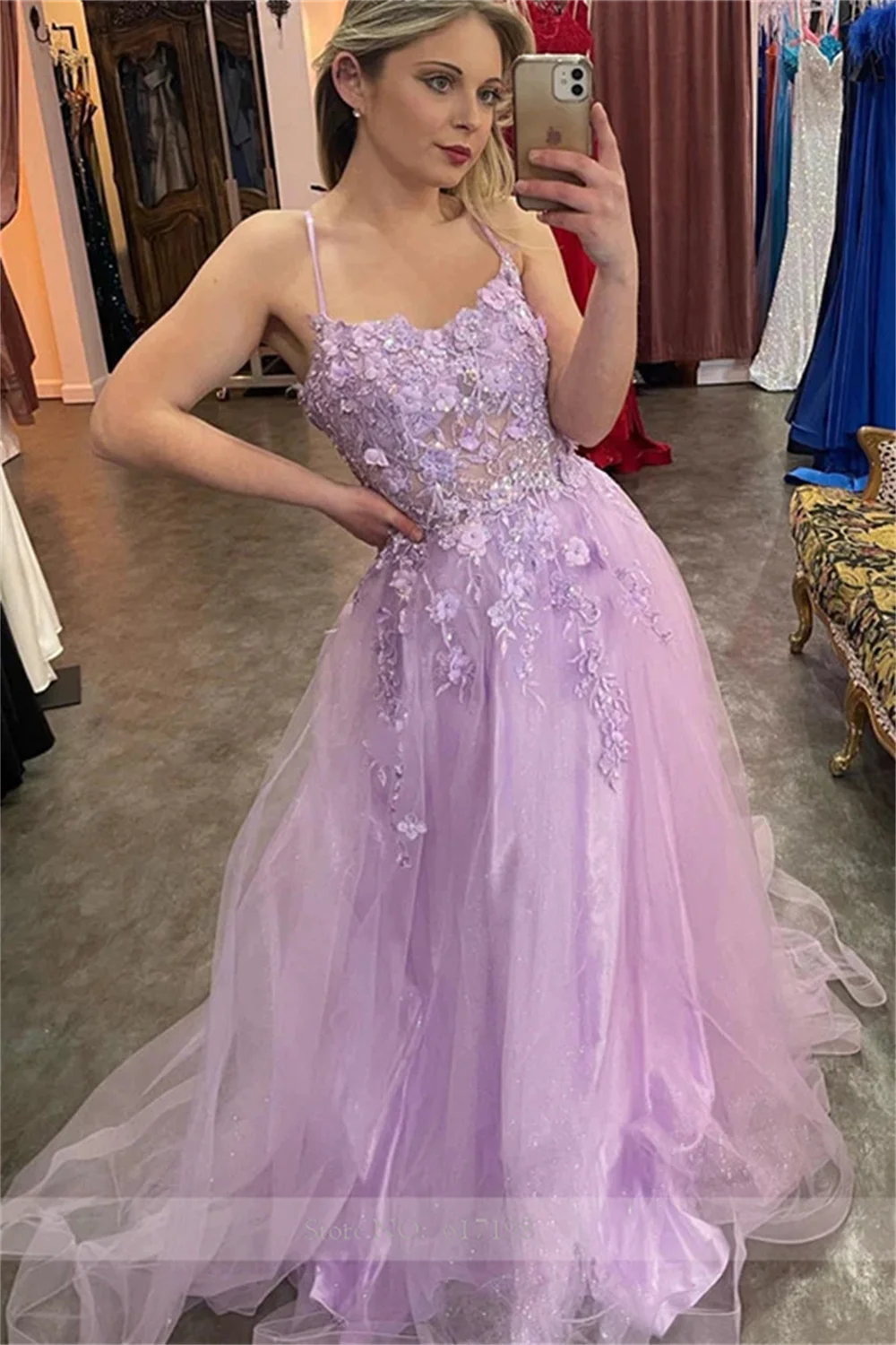 Elegante senza spalline colletto da barca Applique pizzo Tulle abito da ballo per le donne a-line lungo Prom Party Gown robes de soirée