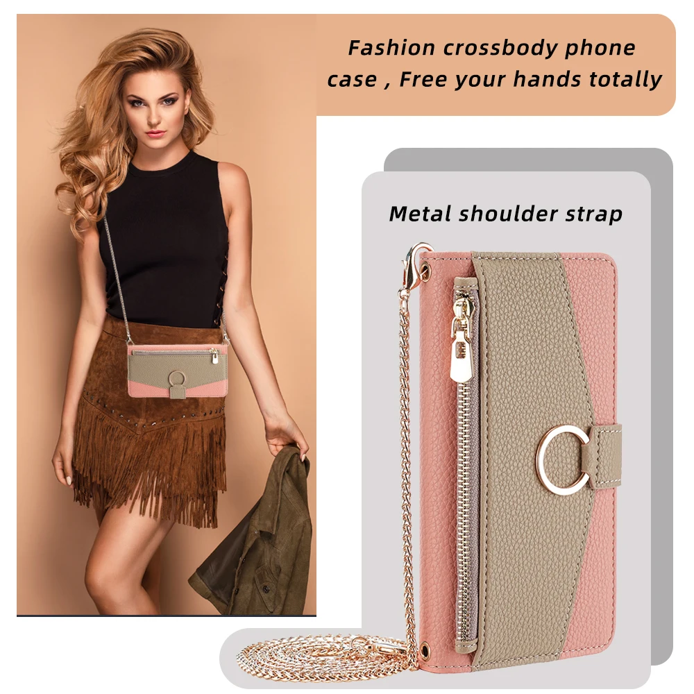 Pova 6 Neo Leather Case for Tecno Pova 5 Pro Multi-Function Wallet Bag with Mirror Card Pocket