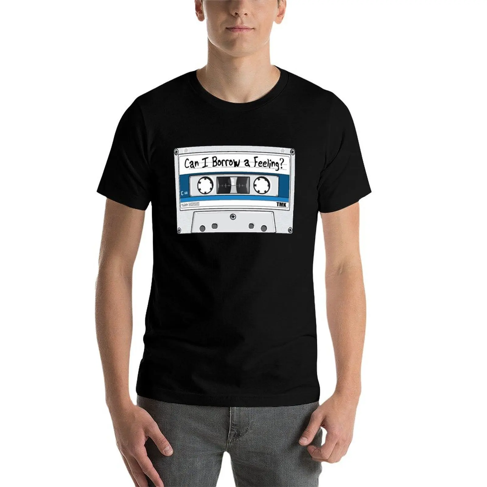 تي شيرت Borrow Cassette تي شيرت رجالي مصمم من القطن تي شيرت رجالي برسومات تي شيرت