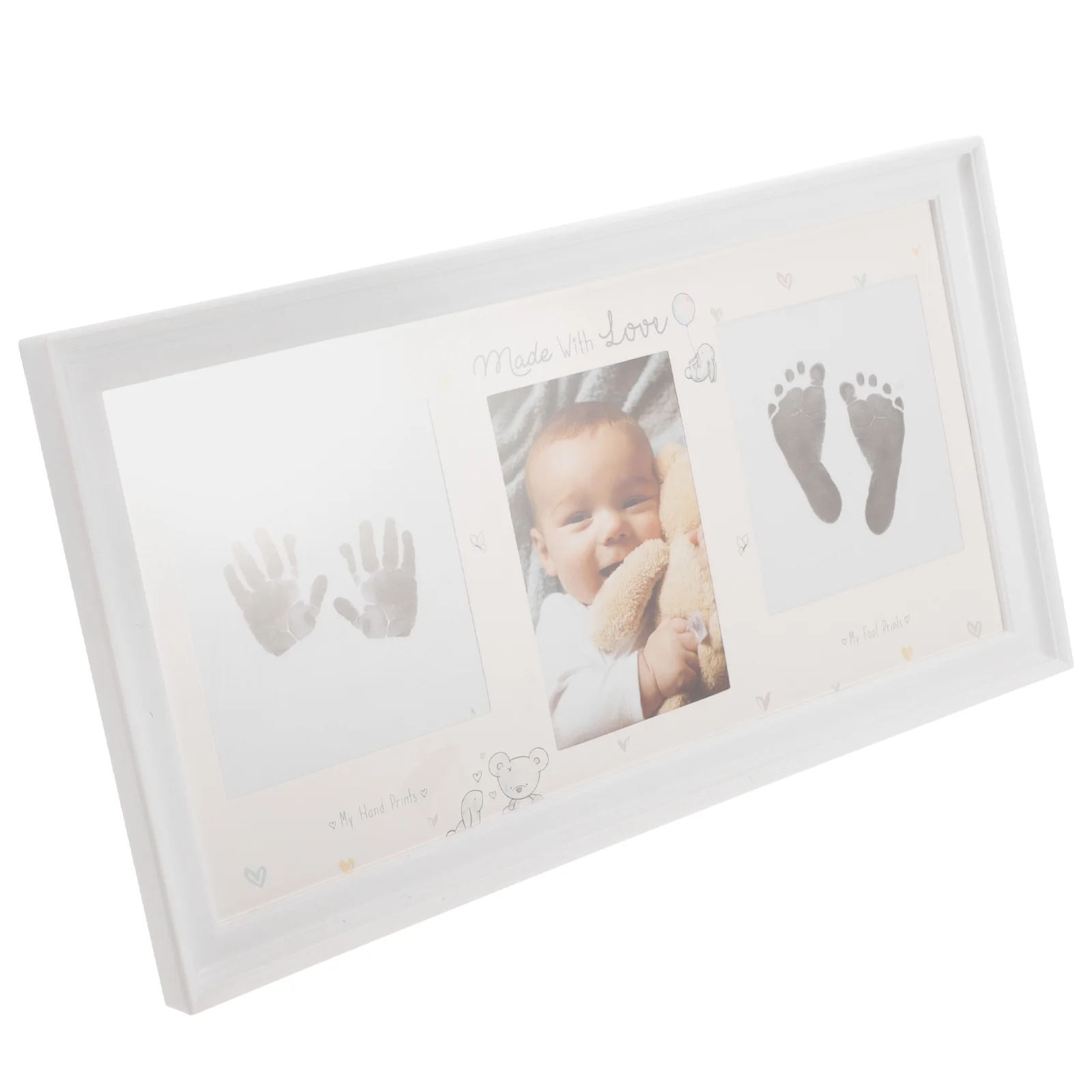 Hand Foot Print Photo Frame Baby Handprint Ornament Kit Keepsake Picture Frames Set up Newborn Cardboard Footprint