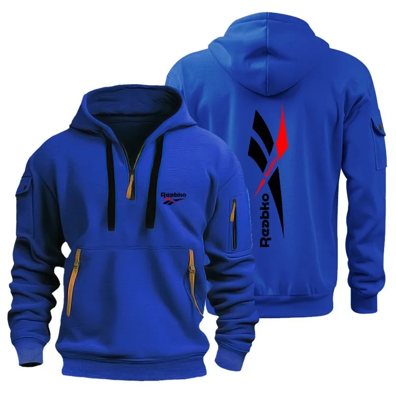 Men's Multi Pocket Hoodie New Fashionable Autumn and Winter, Fashionable Pattern Printed Drawstring Hoodie Sports Sweatshirt - Image 2