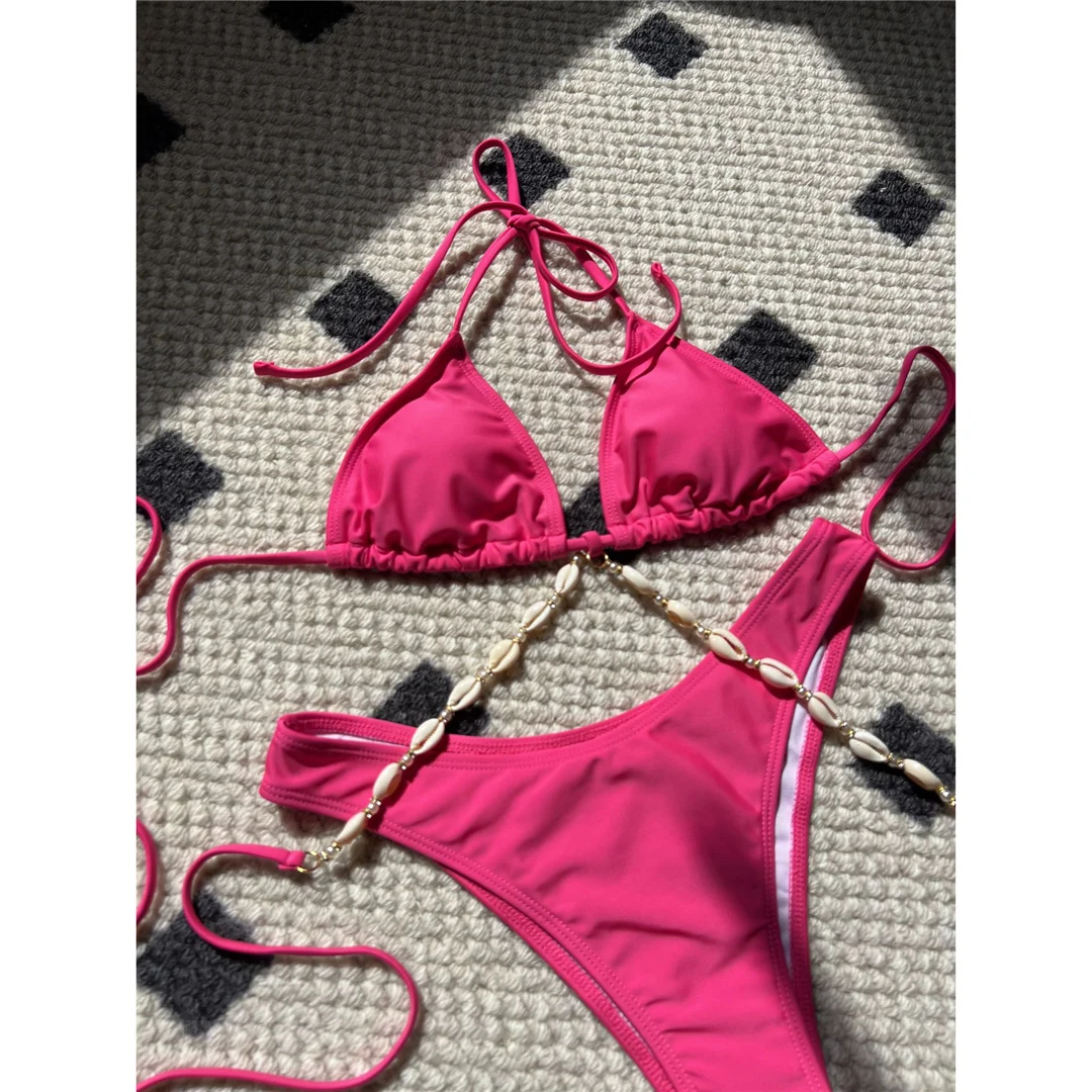 5 Farben, sexy Neckholder-Bikini im Shell-Stil, brasilianischer Bikini, Damen-Badeanzug, zweiteiliges Bikini-Set, Badebekleidung, Badeanzug, Modell V5469. – Detail 33