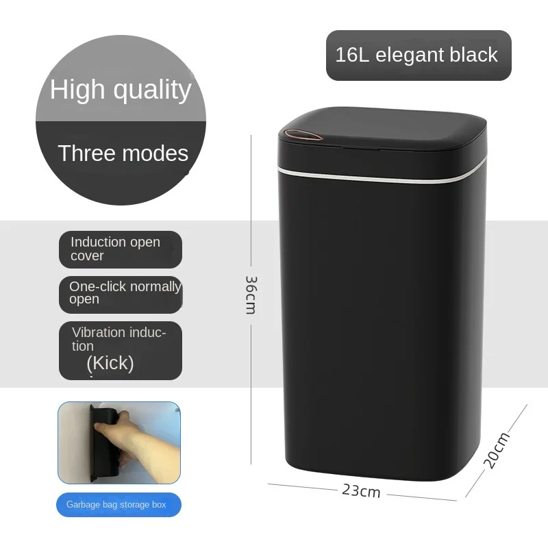 16L Smart Trash Can Automatic Bagging Electronic Trash Can Touchless Bathroom Trash Bin Motion Sensor Household Garbage Bin