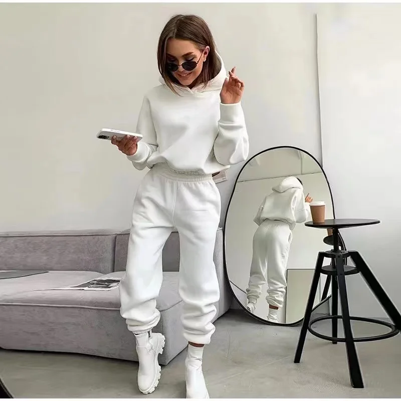 2023 Autumn Winter Two Piece Sets Women Tracksuit Oversized Suit Trouser Suits Female Sweatshirt Solid Sports Hoodie Sportswear