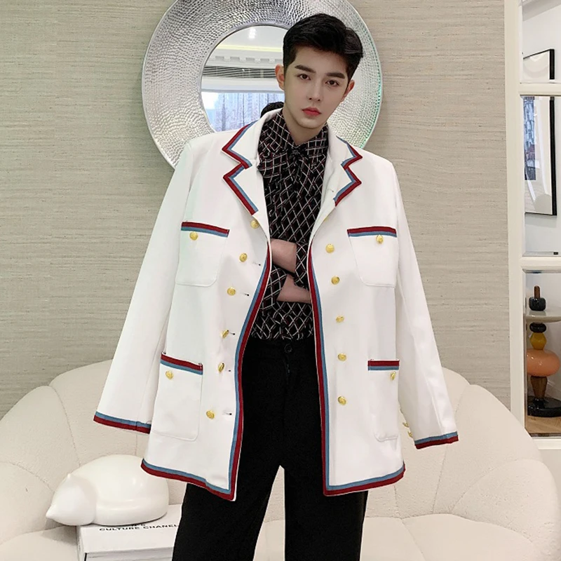 LUZHEN 2024 Autumn New Original Edge Color Contrast Splicing Design Korean Version Casual Blazer Coat Men Elegant Jacket LZ1273