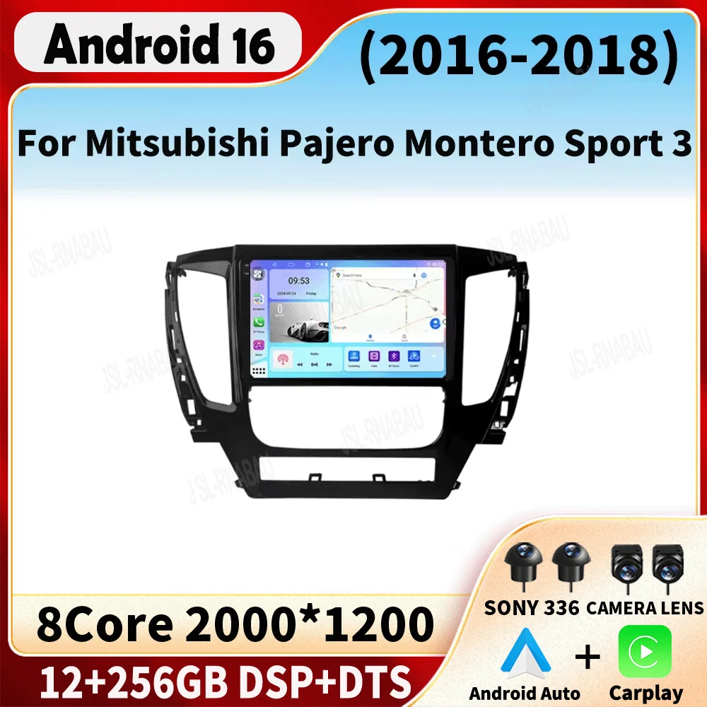 Android 16 For Mitsubishi Pajero Montero Sport 3 2016-2018 Car Multimedia Radio GPS DPS IPS CarPlay 360 Panoramic Optical