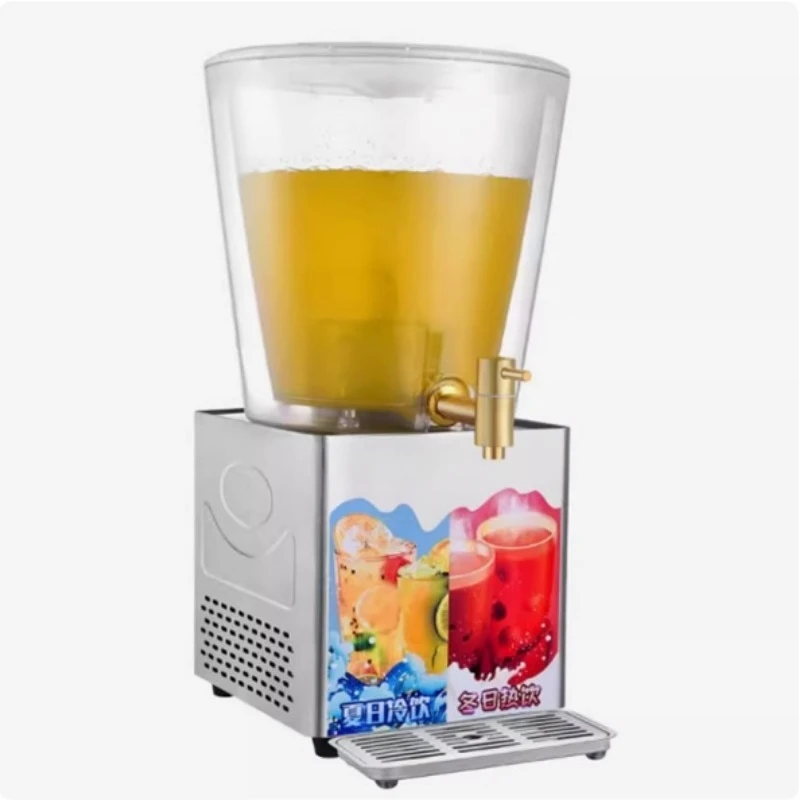 Electronic refrigeration hot juice tripod commercial stainless steel transparent 6L milk tea hot beverage machine hotel buffet