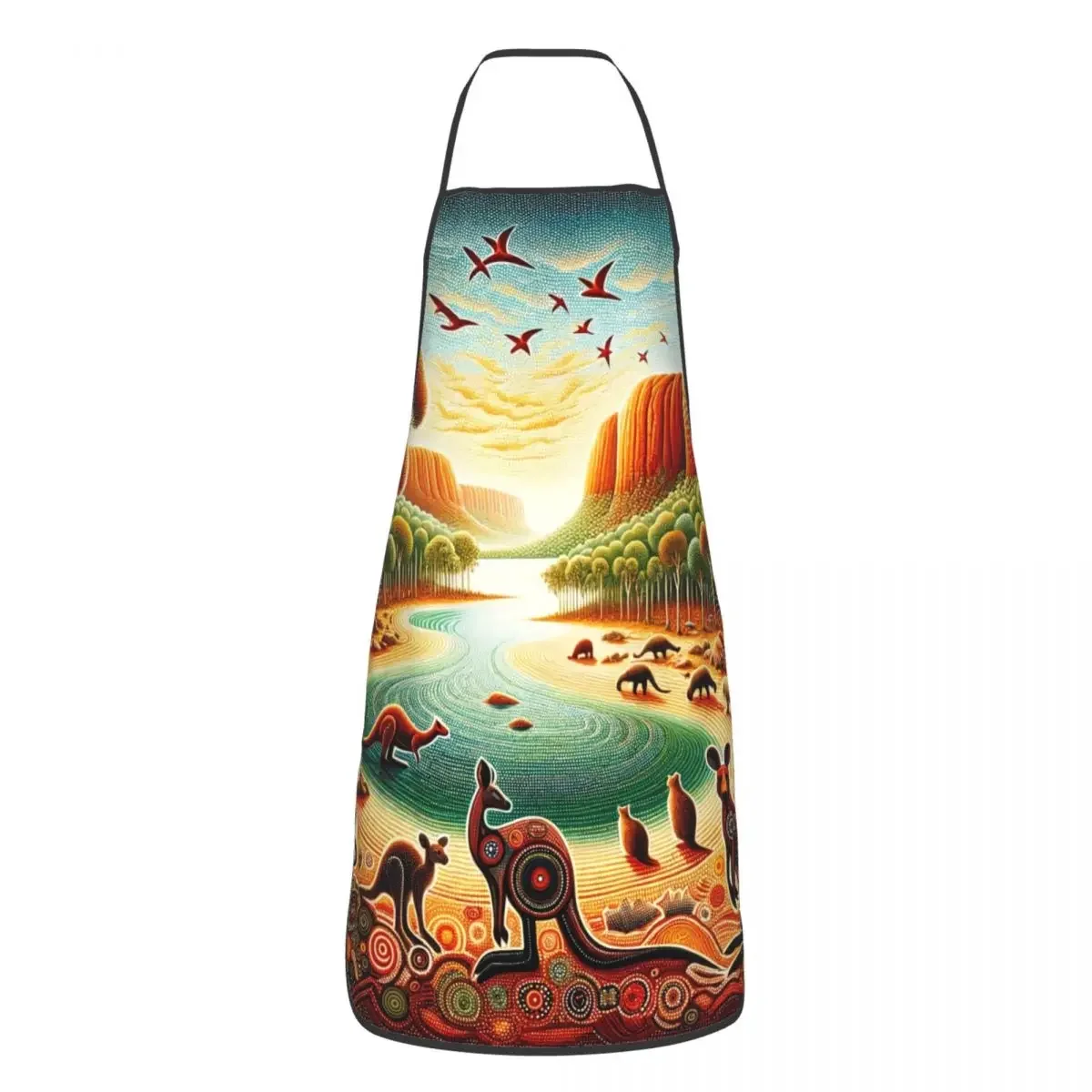 

Custom Dreamtime Serenity Apron Women Men Unisex Bib Australian Aboriginal Art Cooking Kitchen Tablier Cuisine Chef Baking
