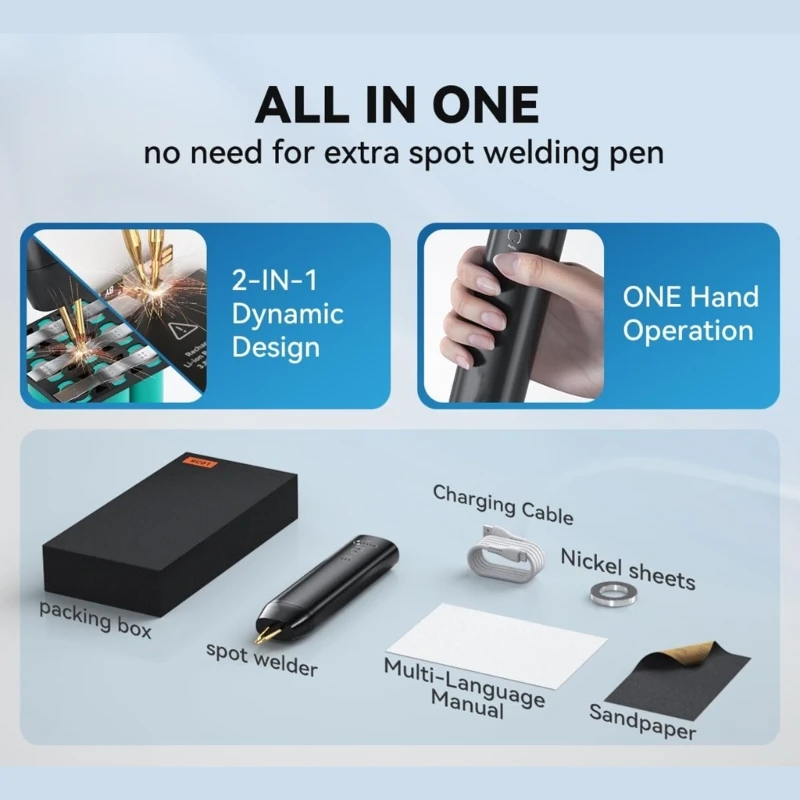 Handy Spot Welding Pen Set No External Welding Pen Required, 11 Adjustable Gears for Cylindrical Batteries Welder Drop Shipping