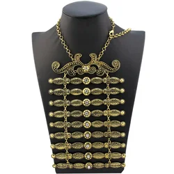 Sunspicems Vintage Turk Caucasus Breastplate Neckalce Belt Decoration For Women Caftan Chest Chain Arabic Bride Wedding Jewelry