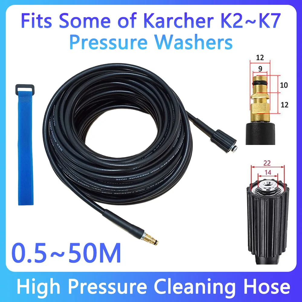 0.5-50M Fits Some of Karcher K2~K7 Pressure Washers High Pressure Washer Hose Car Wash Hose Cleaning Hose M22-14 Adapter