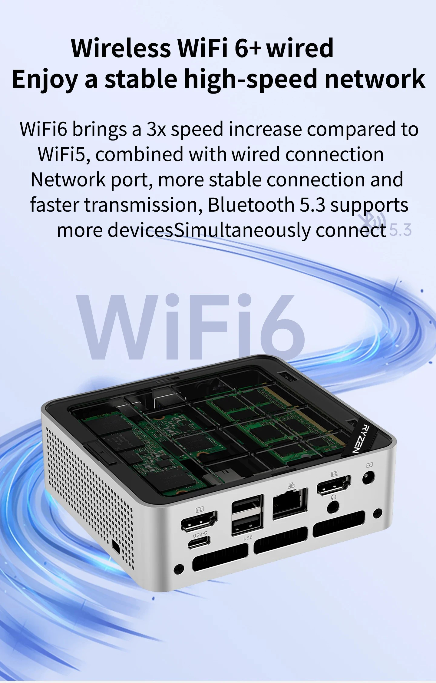 SZBOX Z43 AMD Ryzen 3 4300U Mini PC Windows 11 Pro 2*DDR4 2*M.2