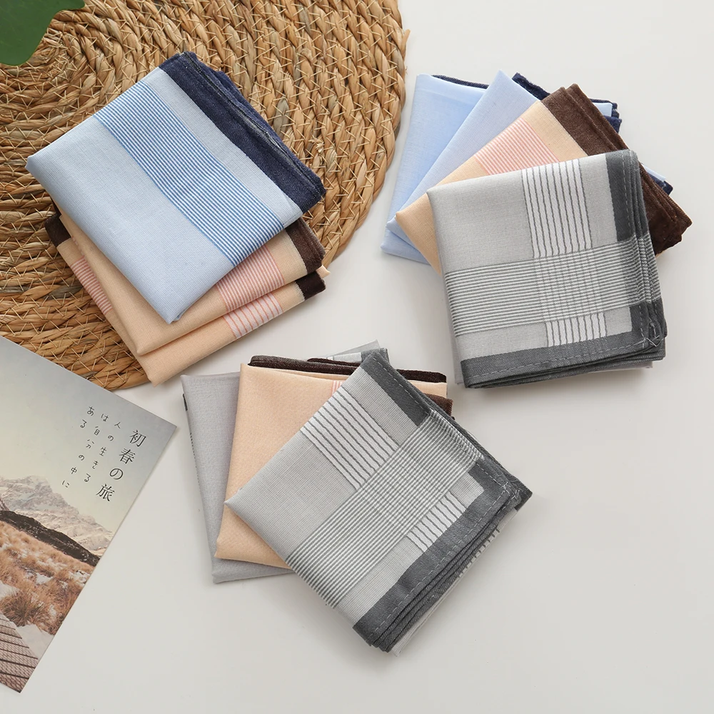 Fazzoletto da uomo in puro cotone, fazzoletto sottile vecchio stile tinto in filo per pulire il sudore, stagione di nozze, regalo per la festa del papà, sciarpa per pantaloni da tasca con patta da gentiluomo