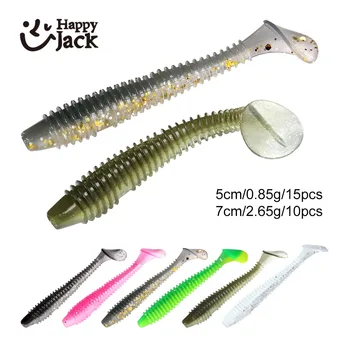 Happyjack 2024 Shad Angelköder Weich 15 Stück 5 cm 10 Stück 7 cm Weiche Wurmköder Kunststoffköder Swimbait Jigging-Köder Künstliche Köder