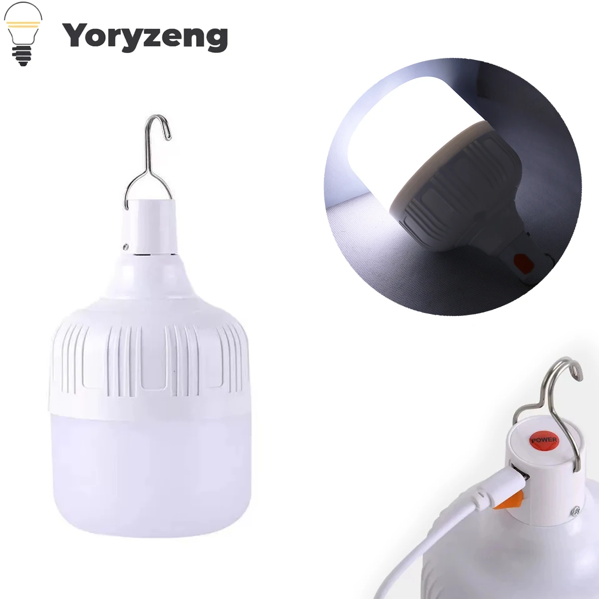 Portable 20W 40W 80W USB Rechargeable LED Night Light Bulb Camping Lantern Lamp With Hook For Outdoor Emergency Camping Fishing