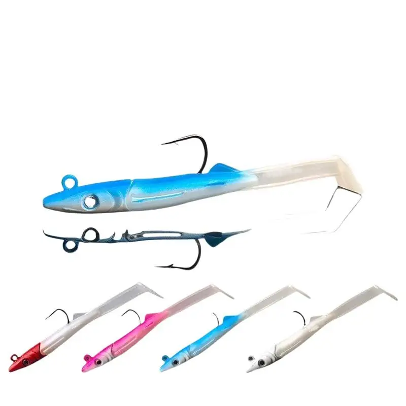 B*4 color 1PC  Hybrid Soft Lure Hook Sandeel Soft Pike Lure Artificial Metal Jig Trolling Bait 8.5g Realistic Eel Lure - view 5